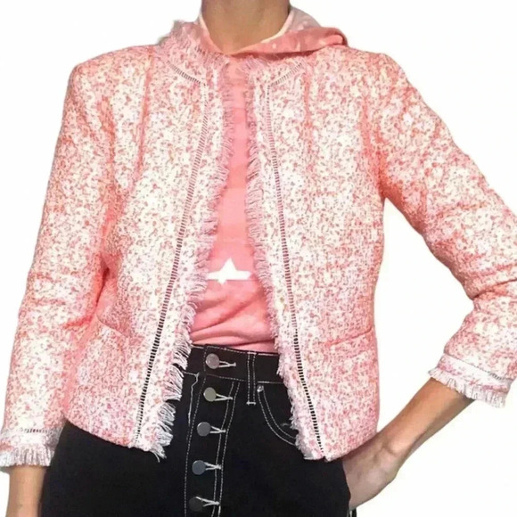 Pearl Lela Rose Fringe Tweed Jacket LIKE NEW - Picture 3 of 3